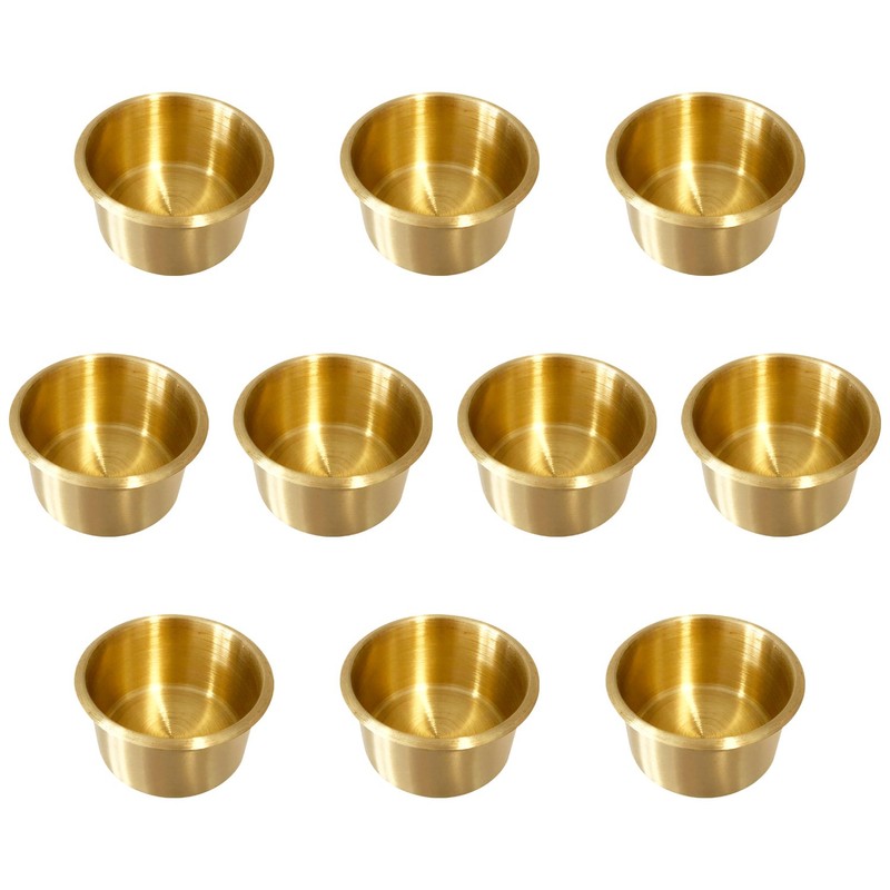 Game Table Cup Holder Insert - 10Pack Solid Brass Jumbo