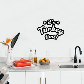 Vinyl Wall Art Decal - It's Turkey Time - 8.5" x 11" - Funny Lovely Inspiring Thanksgiving Quote Sticker for Home Living Room Kitchen Dining Room Coffee Shop Restaurant Storefront Decor (Black)