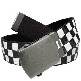 Build A Belt Classic Antique Silver 1.25" Wide Slider Buckle with Canvas Web Belt (Mens X-Large Checkered)