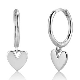 Heart Hoop Earrings Vintage Love Drop Earring Gold Huggie Hoop Earrings Love Heart Dangle Drop Earrings Heart Charm Earrings Boho Hypoallergenic Jewelry Gift for womens(Silver)