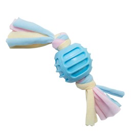 SNUG AROOZ Snuggle Ball Blue Dog Toy – TPR with Braided Cotton Rope – Aids Dental Health – Durable for Chewing & Fetch Play - Made from Recycled Materials