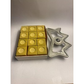 High Skore 1 Dozen 12 Pieces Gold Pool Chalk Billiard , Free Bridge Head FreeShipCue Q Tip