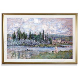 Monet Wall Art Collection View of Vetheuil 1880 I By Claude Monet Fine Giclee Prints Wall Art In Premium Quality Framed Ready to Hang - Gold Frame