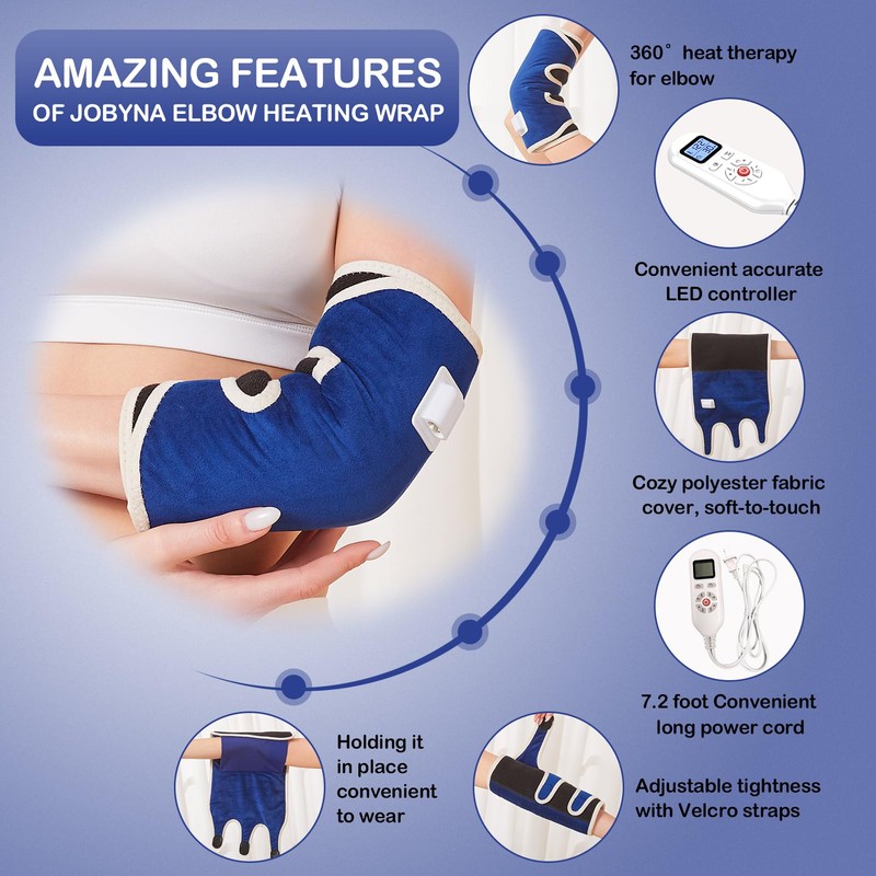 JOBYNA Elbow Heating Pad, Adjustable Tennis Elbow Pad for Men
