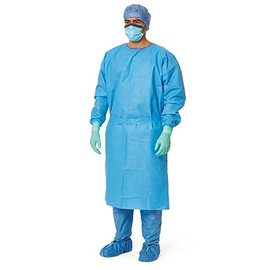 Medline AAMI Level 3 Isolation Gowns, Premium Heavyweight Multilayer, Knit Cuffs, Blue, Regular Size, Case of 50