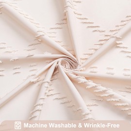 Craidlela Boho Light Pink Woven Fabric Shower Curtain with Tassel 72 x 72 Modern Farmhouse Minimalist, Pink Bohemia Tufted Chevron Striped Chic Textured, Waterproof Cloth Curtain for Bathroom