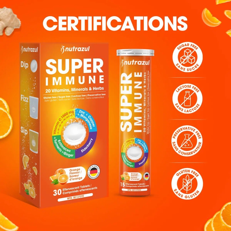 Tabletas Efervescentes Nutrazul Super Immune 30 Tabletas