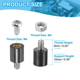 PATIKIL M4x10mm PCB Support Spacer, 12 Set 10mm/0.39" Supporting Height PCB Standoff Isolation Board Stand Column Flat Head Plastic Copper Support for PCB PC Board, Style 2