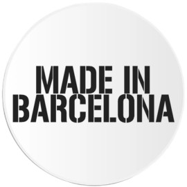 Kiwi Gifts Made In Barcelona - Circle Sticker Decal 3 Inch - Spain Spanish Born Raised