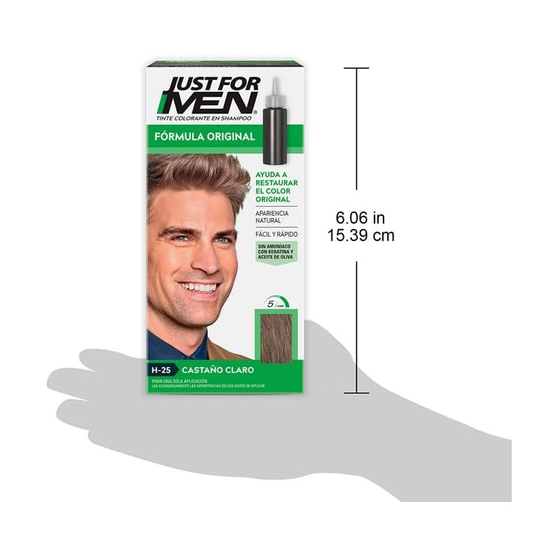 Just For Men Shampoo para Canas, Formula Original, Castaño Claro