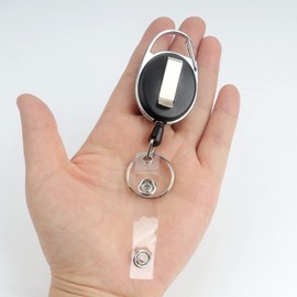 Roellgs 6 x Vinyl Lanyard Badge Holder with Key Ring Badge Holder Carabiner Belt Clip