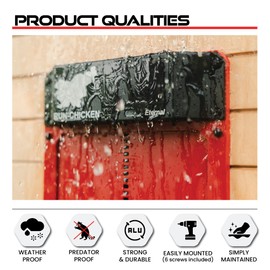 RUN-CHICKEN Door (Red) Solar, Chicken Coop Door, Battery Powered Automatic Chicken Coop Door, Programmable Electric Chicken Door with Timer, Light Sensor, Solar Powered, Eternal