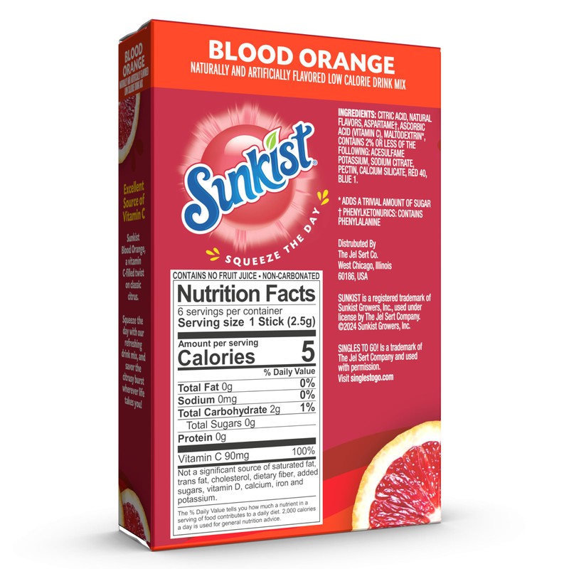 Singles to go Drink Mix Packets, Blood Orange, 6-Count Box