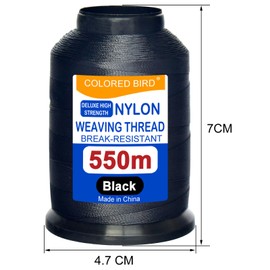 Extra Strong Upholstery Thread Black 550 meters and Curved Weaving Needles Set Hair Extension Kit