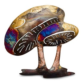 Tumia LAC Mushrooms - Recycled metal wall hanging decoration - 18cm - handmade