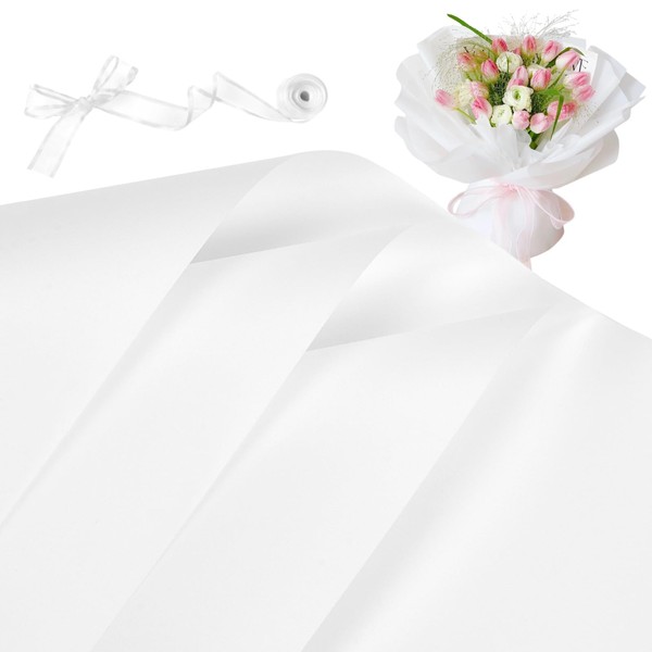ZORRITA 20 Sheets Flower Bouquet Wrapping Paper, Waterproof Floral Wrapping