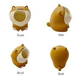 HUSSATOP Cute Small Pen Pencil Holder, Kawaii Resin Cat Dog Dinosaur Rabbit Animal Paper Clip Toothbrush Mini Storage Organizer Office Desk Decorations