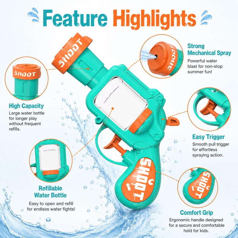 Mini Water Blaster Toy for Summer Games – Compact Easy-Fill