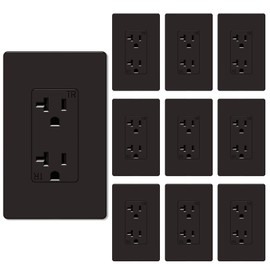 WEBANG Decorator Receptacle Outlet, Screwless Wall Plate Included, 20-Amp 125V Tamper Resistant Wall Outlet, 2-Pole, 3-Wire Self-grounding, ETL Listed, 10 Pack, Glossy Brown
