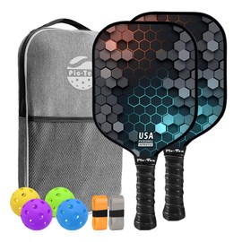 Pic-Ten Pickleball Paddles Set of 2, USAPA Approved Pickleball Set with 4 Pickleball Balls and Pickleball Bag, Fiberglass Pickle Ball Rackets 2 Pack for Beginner 104