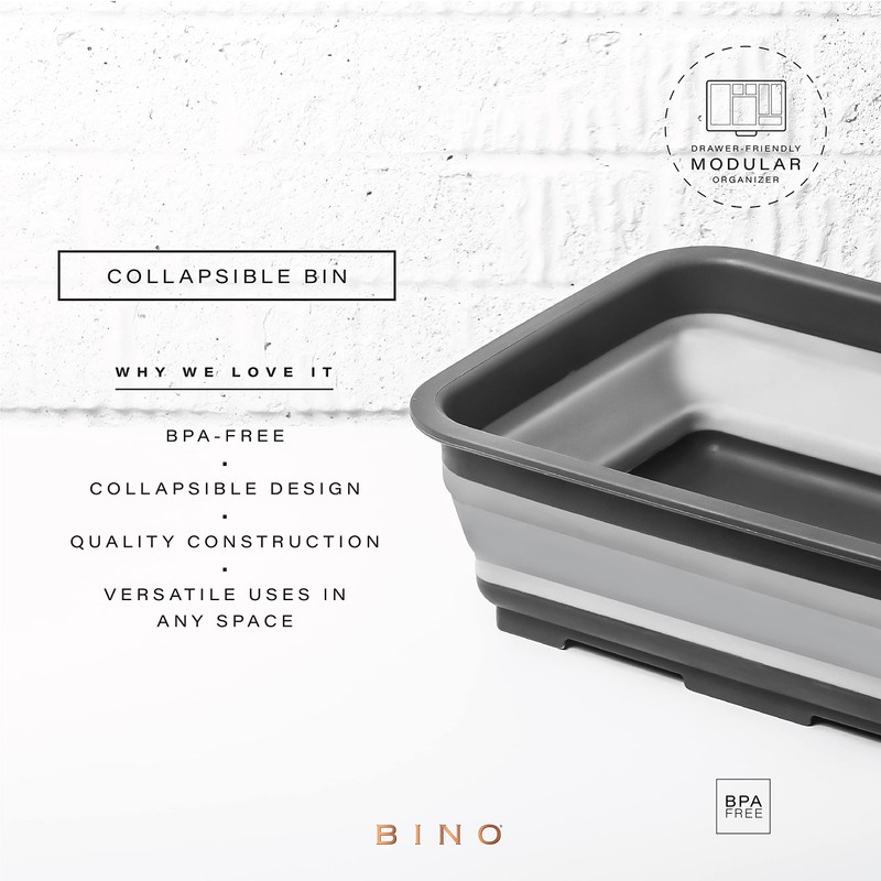 BINO Collapsible Wash Basin - Grey | Portable Dish Tub