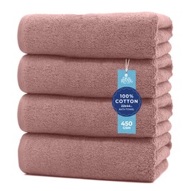DAN RIVER 4 Pack Bath Towels 22x44 Inches, Super Soft, Highly Absorbent, Lightweight, Quick Dry Towel Set, Hotel Towels for Bathroom Luxury for Home, Gym & Spa, 450 GSM, DustyRose