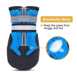 Dimicoo Breathable Mesh Dog Boots Nonslip Soft Rubber Sole Dog Shoes for Daily (Pack of 4)