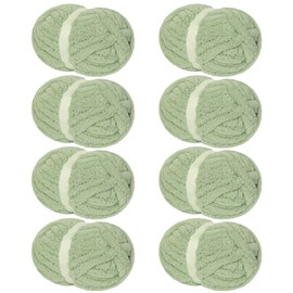 Franel Light Gray-Green Super Bulky Chunky Chenille Yarn - 8 Skeins of 226g Each - Fluffy Soft for Hand Knitting & Crochet - Ideal for Cozy Blankets & Fun Arm Knitting Projects
