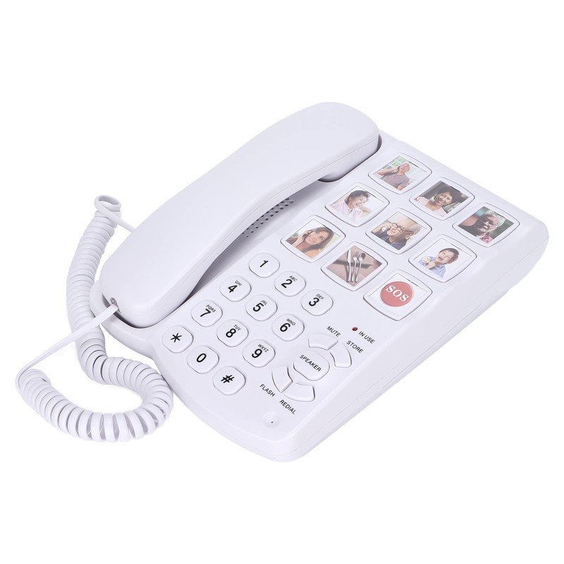 Telephone Landline, Ld-858Hf Wired Big Buttons Fixed Phone Photo Storage