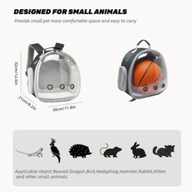 Small Animal Carrier Backpack for Guinea Pig Bird Bunny Cat Kitten Lizard Rabbit Squirrel Beared Dragon Portable Travel Carrier Backpack Space Capsule Bubble Window Carrier (Black)