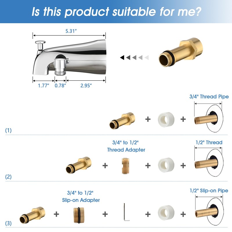 YASINU All Metal Bathtub Faucet with Sprayer 10 Settings, Tub