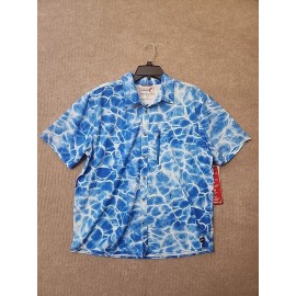 Canada Weather Gear Button Shirt Mens L Blue Waves Air Mesh Vented Fishing NEW