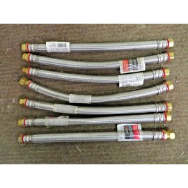 Everbilt LOT OF 7 EVERBILT 18 inch WATER HEATER SUPPLY LINE SS w/3 "C" NUTS MISSING