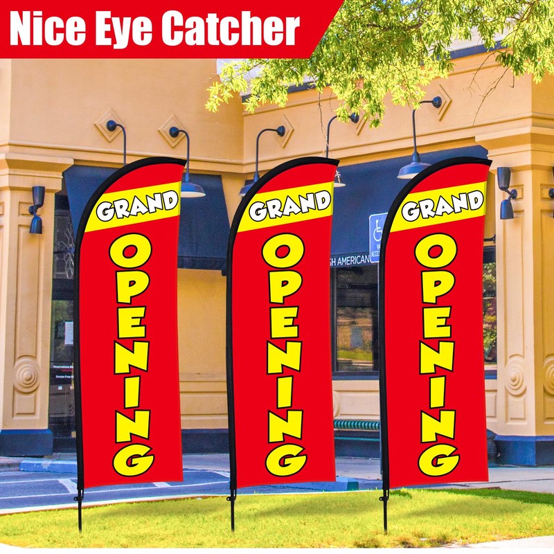 Buryeah 3 Sets Grand Opening Feather Flag Pole Kit 7ft