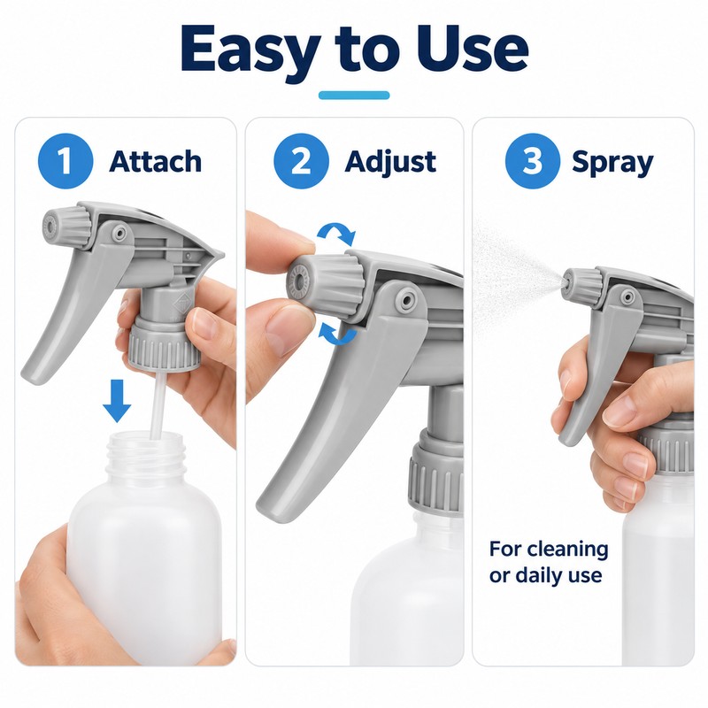5-Pack Adjustable Trigger Sprayer Heads for Spray Bottles