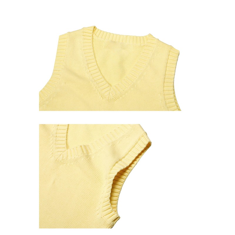 MIRIPARIS Cotton Knit Vest, School Vest, Plain, 100% Cotton, V-Neck,