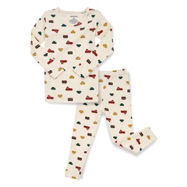 AVAUMA Baby Boys Girls Pajama Set 6M-8T Kids Cute Toddler Snug fit Pjs Cotton Sleepwear (MiniCar_Ivory L)