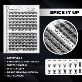 Extensiones De Pestañas Diy. Clusters Lash Me Jglashes Color Spice It Up Espesor 1 Mm Largo 1.4 Cm Tipo De Curvatura D