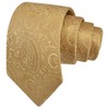 GUSLESON Mens Gold Tie for Wedding Business Solid Silk Paisley