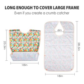 Tuiskusa Adult Bibs, Washable Clothing Protector with Crumb Catcher, Reusable Waterproof Large Feeding Adult Bib, 3 Pack