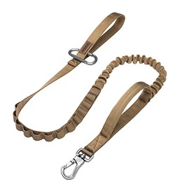 EXCELLENT ELITE SPANKER Correa de Perro elástico táctico Correa de Perro de policía Ajustable Militar Cuerda elástica con 2 manijas de Control(Coyote marrón)