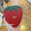 Coach NWT Coach Outlet Strawberry Coin Purse CAN28 Gold/Bold Red