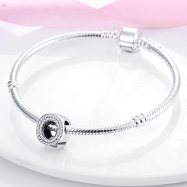 MULA 925 Sterling Silver Alphabet Letter Charms A-Z with Cubic Stones fit most Charm Bracelets Beads Charm Jewelry for Women Bracelets Necklaces