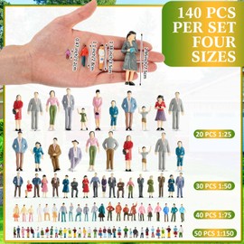 Namalu 140 Pcs Mini People Figurines 1: 25 1: 50 1: 75 1: 150 Scale Tiny People Model Architectural Plastic Figurines Sitting and Standing Miniature People Figurines Assorted for Miniature Scenes