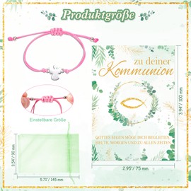 HOWAF Girl's Communion Bracelet, Guardian Angel Bracelet, Communion Jewellery Bracelet, Communion Bracelet for Girls with Communion Card, Communion Gifts for Girls, Silver Pink