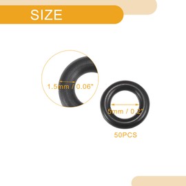 Partuto 50 pieces 5 mm ID x 1.5 mm CS universal car O-ring seal – car tap repair truck SUV trailer pipe seal waterproof – NBR rubber black