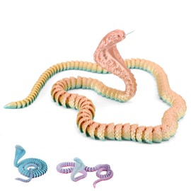 3D Printed Snake, 25.79 Inch Novelty 3D Printed Cobra 3D Printed Fidget Animal Flexible Articulated Snake Toy 3D Printed Toys Executive Desk Toys for Kids Adults (Colorful)
