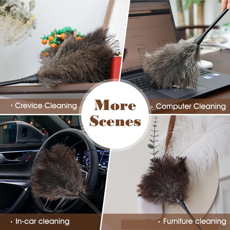 Natural Ostrich Feather Duster 14.9 inch Fluffy Mini Dusters with