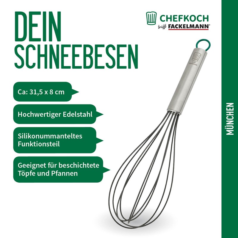 Chefkoch trifft Fackelmann - Premium Stainless Steel Whisk, Heat Resistant