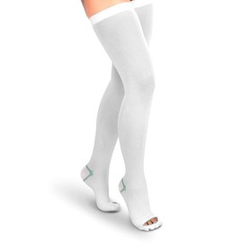 Ikido 이키도 압박 스타킹 허벅지 높이, 남녀 공용 테드 호스 양말, 15-20mmHg 중등도 [L] Ikido Compression Stockings Thigh High, Unisex Ted Hose Socks, 15-20mmHg Moderate [L]